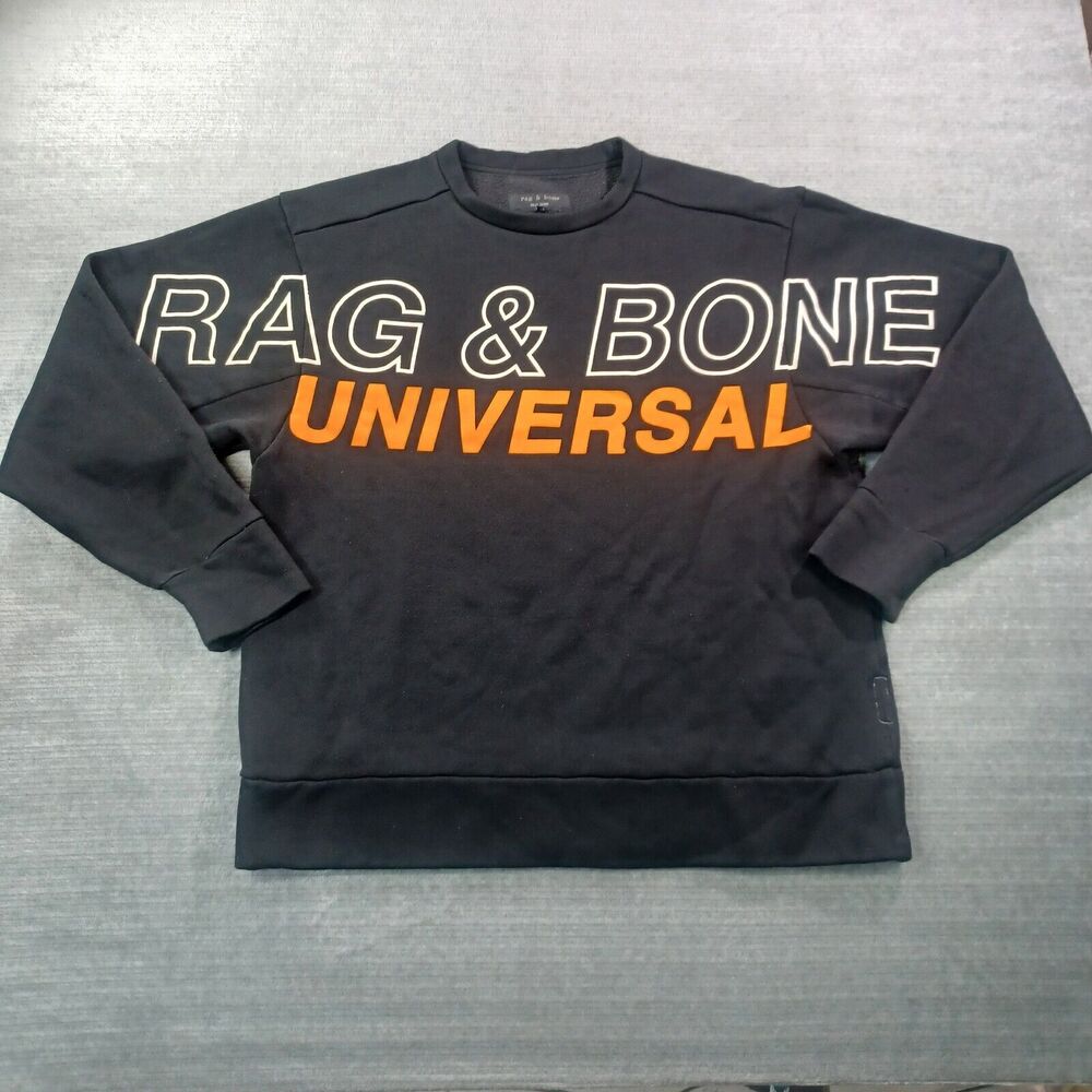 rag & bone Black Crewneck Sweatshirt with Orange "UNIVERSAL"